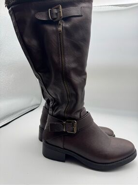 Classic Brown Leather Knee-High Riding Boots